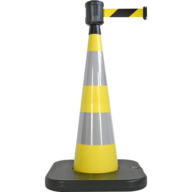 Traffic cone with weighted base and retractable strap - Viso