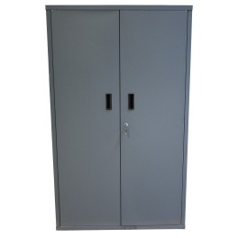 Storage cabinet with bins and doors
